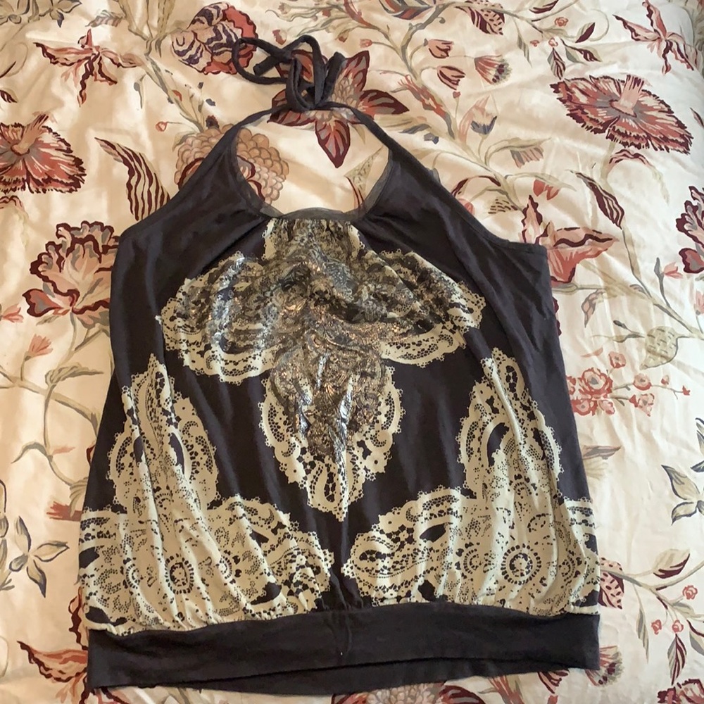 Express Lace Patterned Halter Top